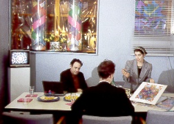 William and Kathleen Laziza in Micro Museum Office, with a visitor